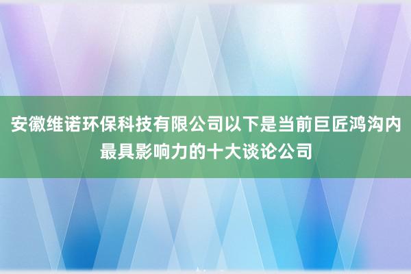安徽维诺环保科技有限公司以下是当前巨匠鸿沟内最具影响力的十大谈论公司
